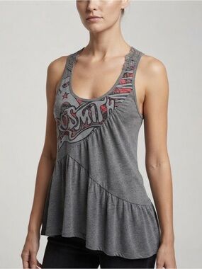 Aerosmith Gray Lace-Back Graphic Tank Top - Inspired